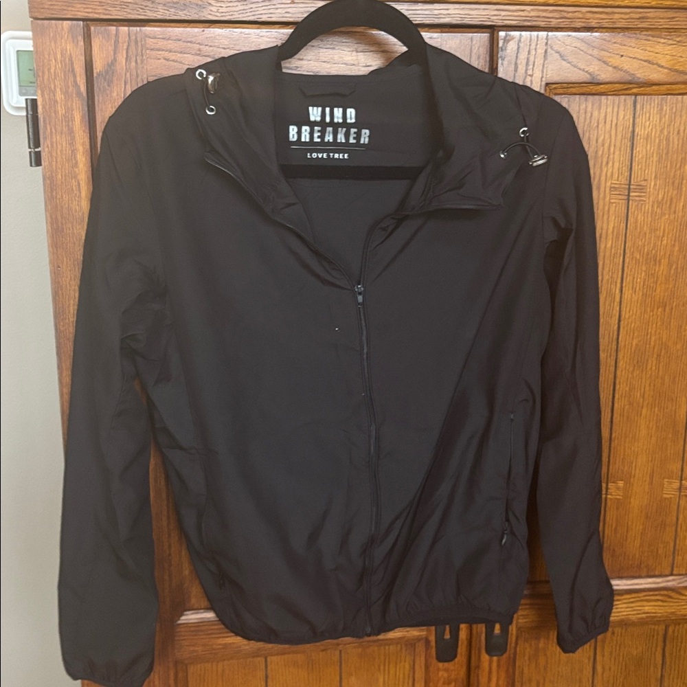 Love Tree Classic Black Windbreaker with hood